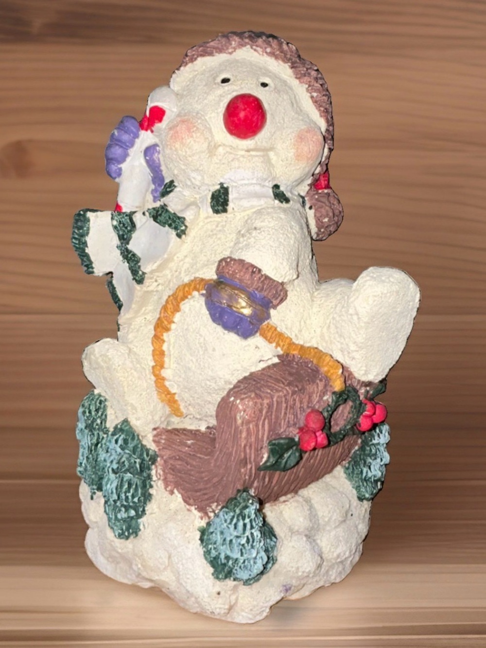 Vintage 1994 Windsor Collection Snowman Collectible Snowman on sled 9in Tall